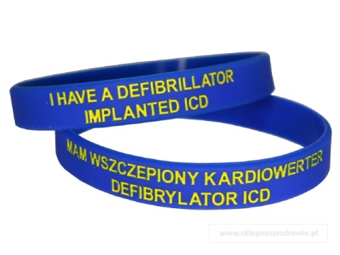 23cm Opaska, bransoletka silikonowa Mam kardiowerter defibrylator ICD -rozmiar 23cm niebieska