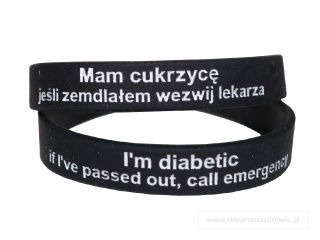 20cm Opaska, bransoletka silikonowa - Cukrzyca, diabetyk -rozmiar 20cm